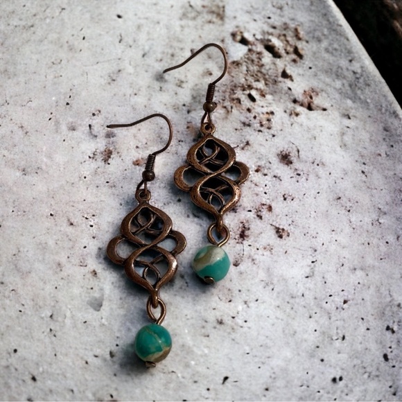 (36)🤎LAST1️⃣🤎New Bohemian Style Copper Scroll Drop Dangle Earrings🤎 - Picture 3 of 5